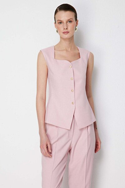 Ekol Kare Yaka Metal Düğmeli Yelek