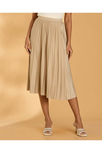 REDTAG Women Beige Pleated Skirt