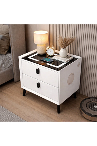 MODALITE Noptieră inteligentă, LED tactil, încărcare wireless și USB, difuzor...