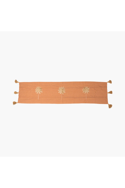 JASMIN CONCEPTS Terracotta Keten Palmiye Nakışlı Runner