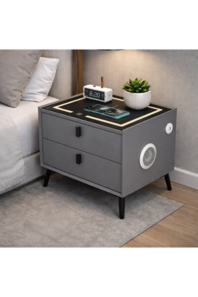 MODALITE Noptiera multifuncționala, Iluminare LED, Tactila, Incarcare wireles...