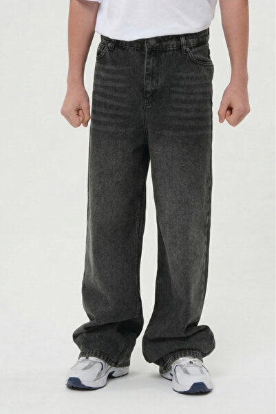 HayKids Pantaloni de blugi pentru copii unisex denim Smoked Wide Leg Baggy Bo...