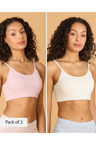 REDTAG Women Green Padded Active Bra Pack of 2