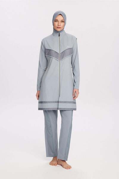 Haşema Open Blue 5-Piece Full Hijab Swimsuit Set with Mesh Detail 2853