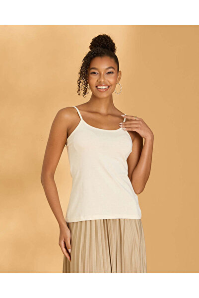 REDTAG سترة نسائية ذات أشرطة بلون كريمي سادة