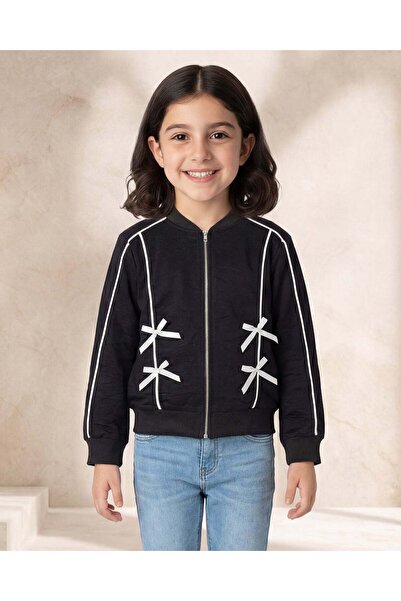 REDTAG Girls Black Bow Collared Blouse