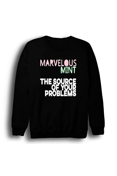 fame-stoned مارفلوس مينت مصدر مشكلاتك مطبوع سويت شيرت أسود للجنسين 100% قطن ب...
