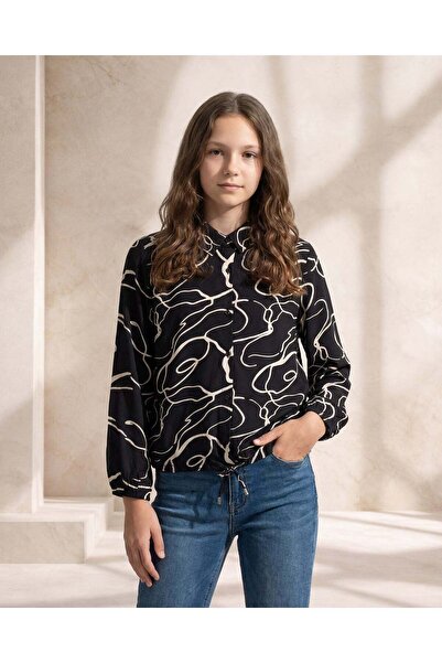 REDTAG Senior Girls Black Casual Tie Blouse