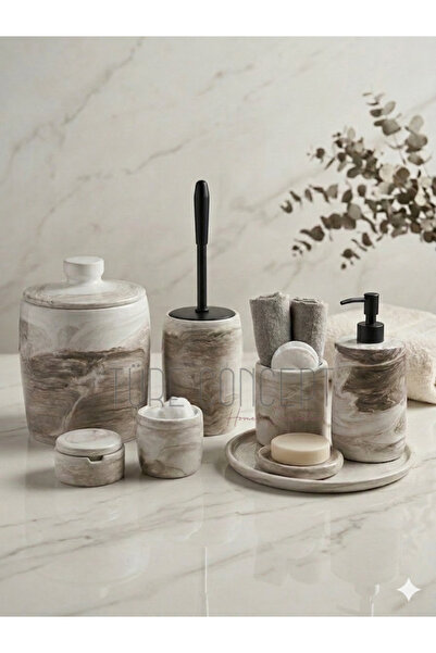 Ture Concept Brown Marble Look Bathroom Set