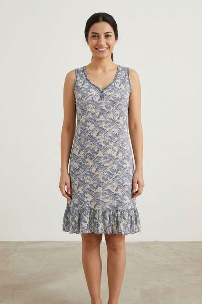 Flamingo Άνετη εφαρμογή, 100% βαμβακερό, με σχέδιο φύλλων, με μηδενικά μανίκι...