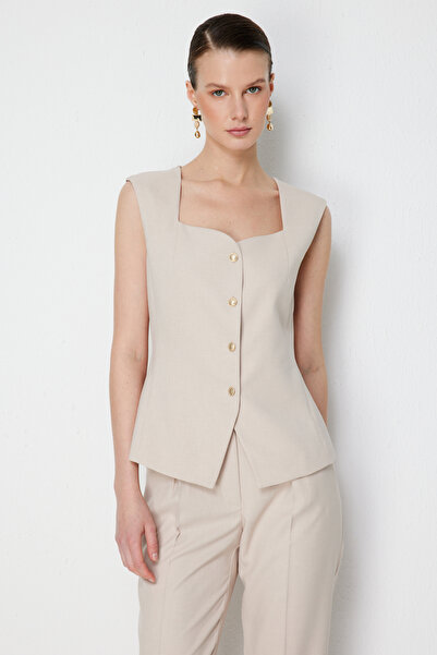 Ekol Kare Yaka Metal Düğmeli Yelek