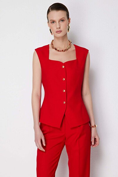 Ekol Жилет з квадратним вирізом та металевими ґудзиками