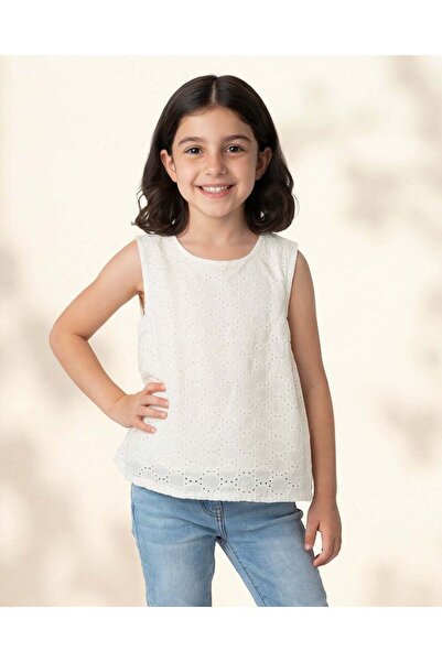 REDTAG بلوزة بيضاء بدون أكمام للبنات