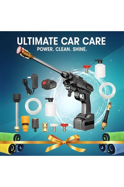 Primo Plus طقم تنظيف سيارات متكامل مع مسدس غسيل عالي الضغط ومجموعة مناشف مايك...