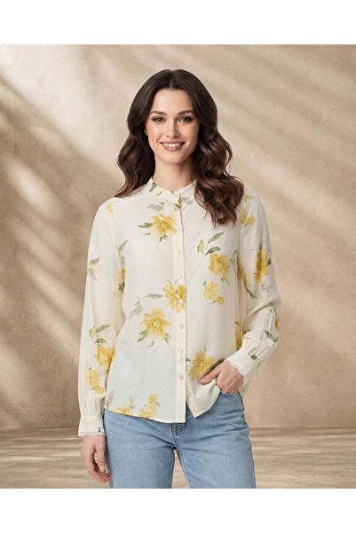 REDTAG Women Yellow Floral Printed Button-Down Blouse