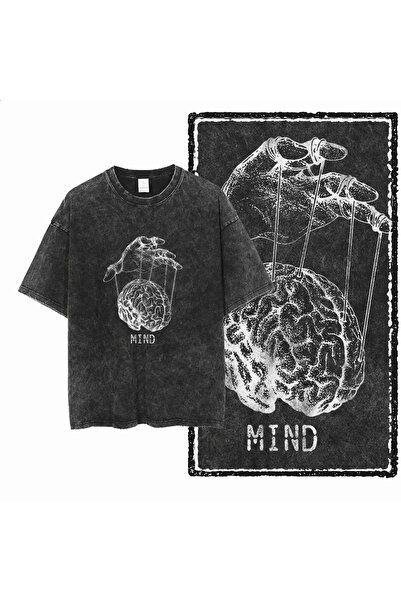 Joetsu Tricou oversize cu efect de spălare - tricou oversize cu imprimeu spăl...