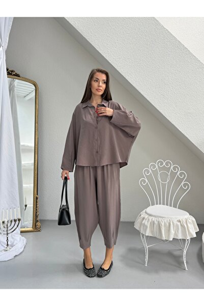 NEW JOURNAL Women's Mink Tencel Shirt-Shalwar Trouser Set Frv10