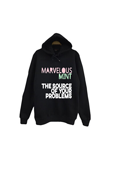 fame-stoned مارفلوس مينت - مصدر مشكلتك مطبوع سويت شيرت للجنسين 100% قطن أسود ...