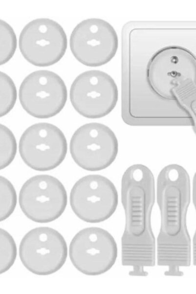 Ruhhy Set 15 protecții prize copii cu 3 chei, Ruhhy, alb, 3, 7x2, 3cm