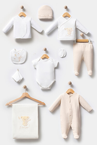 Bebitof Sarılan Ayıcık Desenli 10 Parça Kutulu Yenidoğan Hastane Çıkışı Zıbın...