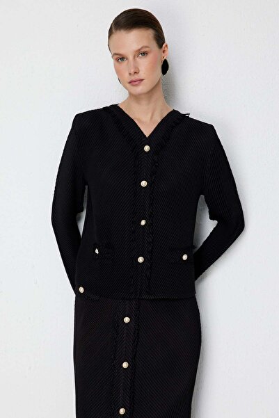 Ekol Bluză din țesătură acordeon cu decolteu în V