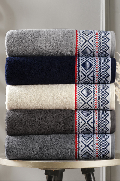 DNZGÜLCAN Σετ 5 τεμαχίων Belkıs Ethnic Pattern 100% Βαμβάκι Πετσέτες Χεριών κ...