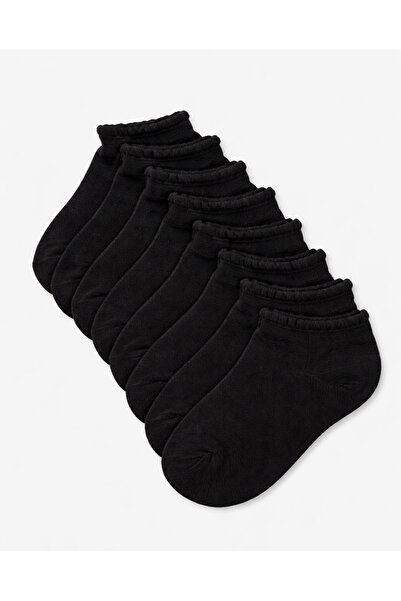 REDTAG Junior Girls Black Scallop Edge Low Ankle Socks - Pack of 5