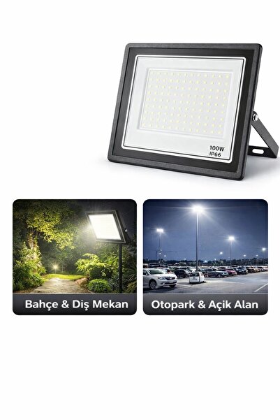 BRK LİGHTİNG 100W LED Projektör IP66 Su Geçirmez Dış Mekan Projektör Bahçe Ot...