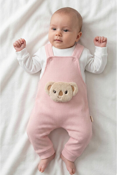 hobbe baby Slopet Tulum 3-6-9 Ay Aksesuarlı Çıtlı Bebek Salopet Tulum Takım