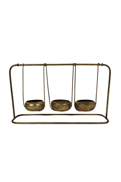 OEM Suport metalic pentru 3 lumanari, bronz, 38cm