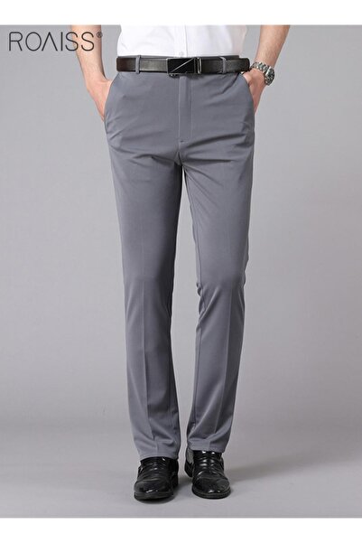 ROAISS بنطلون رجالي أنيق وعملي مناسب للصيف، خفيف الوزن، رقيق، عالي المرونة، ر...