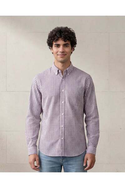 REDTAG قميص رجالي رسمي أزرق اللون بأزرار وياقة