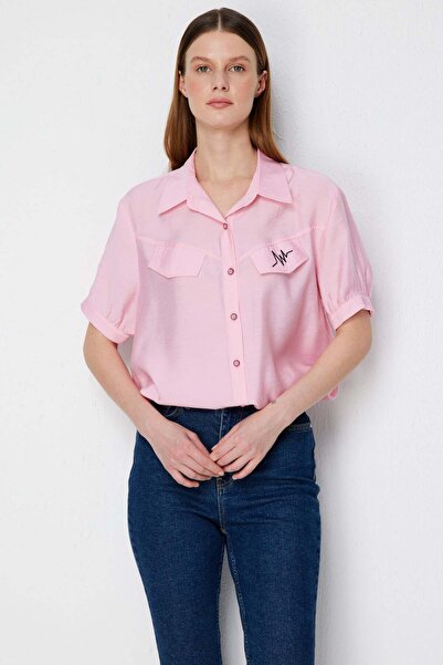 Ekol Beli Lastikli Kırışık Kumaşlı Gömlek