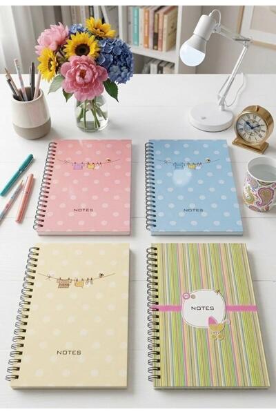 defterimo A5 4'LÜ SET SPİRALLİ 52 YAPRAK ÇİZGİLİ - KARELİ - NOKTALI - BOŞ OKU...