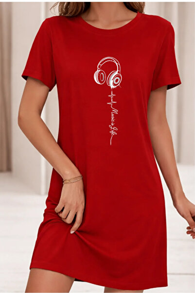 HOFFNUNG Unisex Short Sleeve Round Neck Headphone Solid Color Long Tshirt