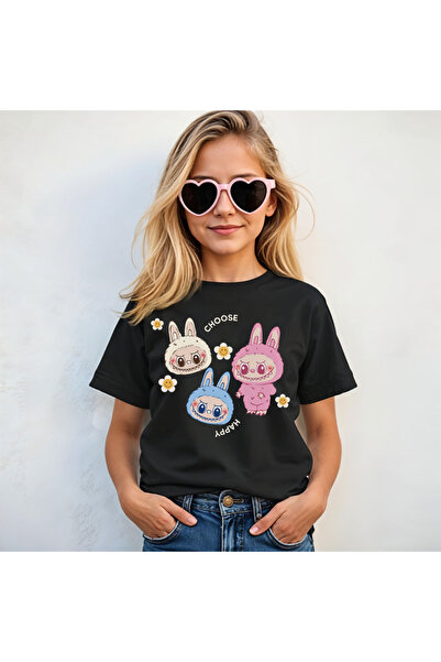 Kartier Tricou Copil Negru Labubu Choose Happy