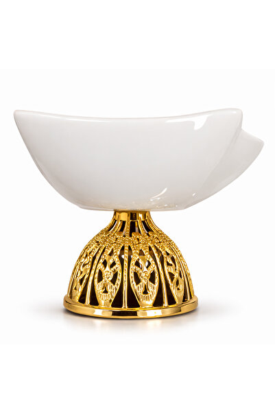 Generic Elegant White Star Shape Ceramic Bowl with Gold Stand – Luxury Desser...
