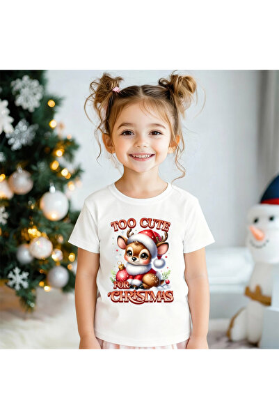 Kartier Tricou Copil Alb Too cute for Christmas