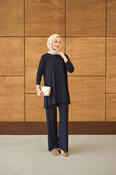 LOCCO Žensko dvostruko odelo sa bočnim prorezima, tamnoplavo