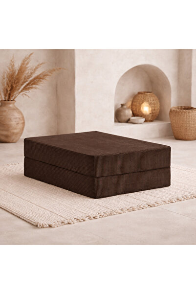 DECHOME 80x80 Modüler Puf | Fitilli Kadife | 36 cm Yükseklik | Orta Sert Süng...