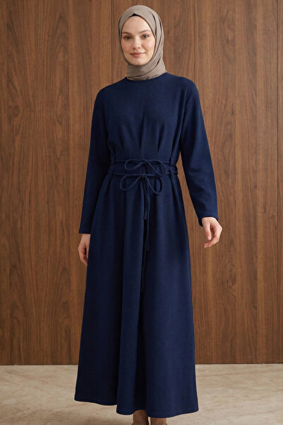 FERHEL Rochie lungă din material țesătură cu model otoman cu șireturi duble ș...