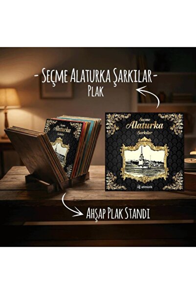 Halk Kitabevi Seçme Alaturka Şarkılar Plak ve Ahşap Plak Standı