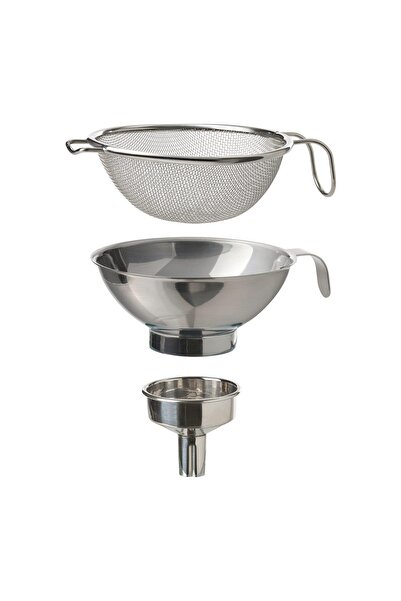 IKEA طقم مصفاة وقمع كوركن من الفولاذ المقاوم للصدأ 3 قطع