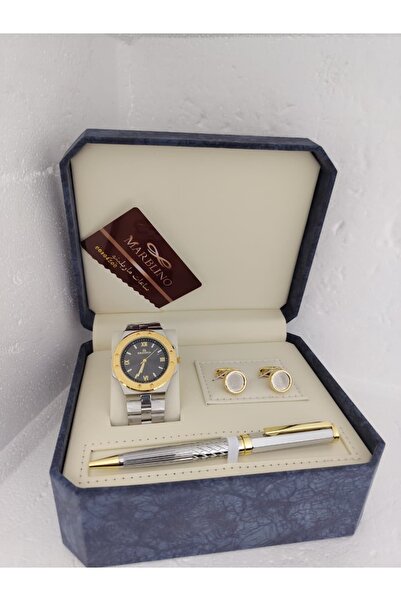 marblino Men's luxury Marbleno watch set with pen and formal cufflinks