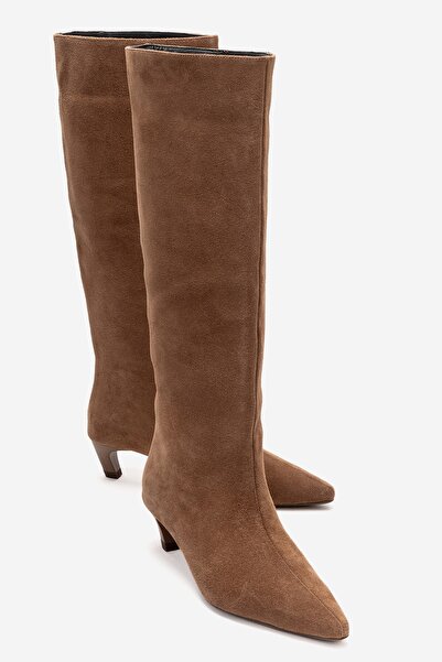 LuviShoes Corvel Toprak Suede Genuine Leather Women's Heeled Boots