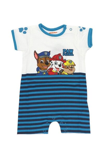 PAW PATROL Salopetă de vară, bumbac, Patrula Cățelușilor, albă cu dungi