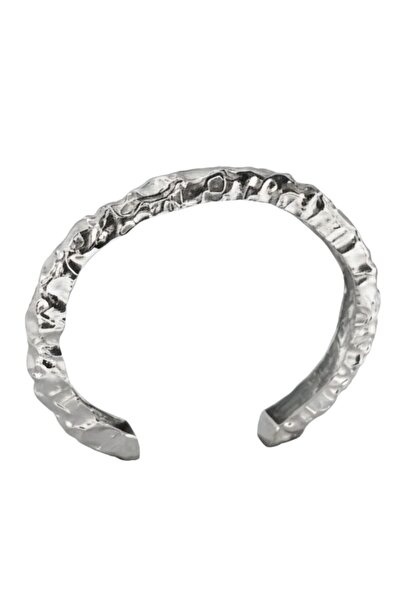 LİNYA JEWELLERY Kety Amorf Kalın Parlak Gümüş Bileklik