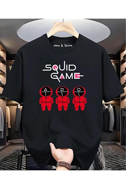 Generic تي شيرت كبير الحجم مطبوع عليه لعبة الحبار