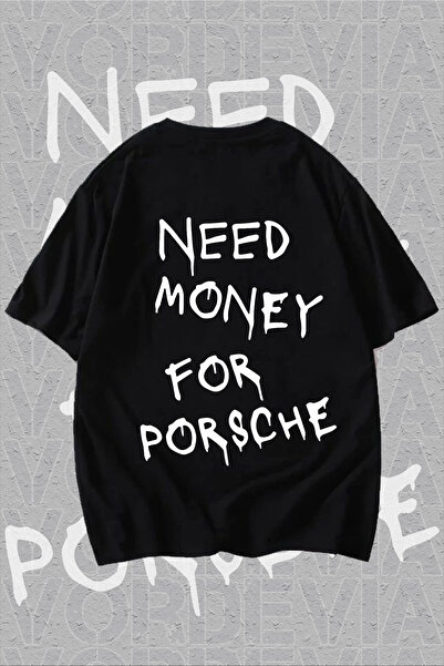 sor sign Oversized black t-shirt with the image "Need Money For Porsche" Prin...