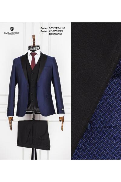 FABIO CASSEL Erkek Slim Fit Damatlık Takım Elbise – Düğün İçin Özel Tasarım